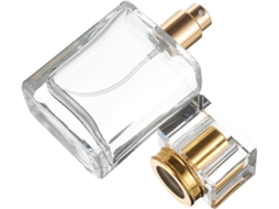 Frasco de Perfume Recarregável Com Névoa Fina e Tampa Dourada.