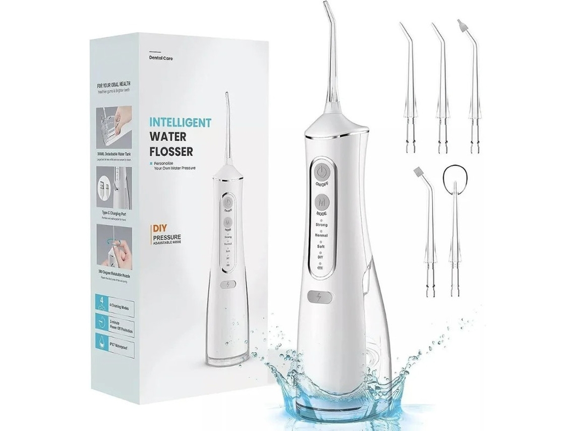 Irrigador Oral Yizhood Flosser De Água Sem Fio 4 Modos E 5 Pontas