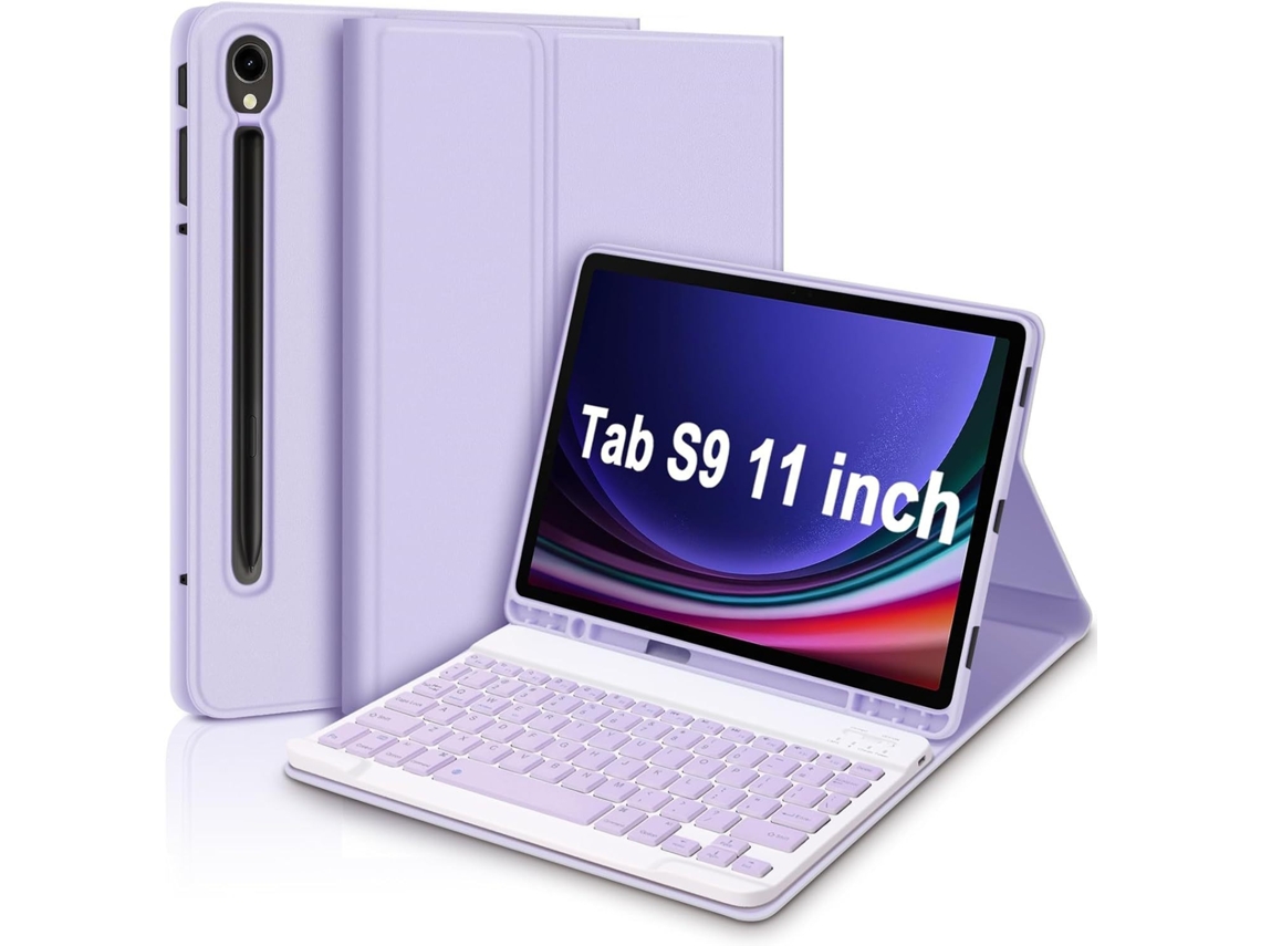 Capa De Couro Lilás Teclado Quadrado Lilás, Compatível Com Samsung S7 De 11 Polegadas T870/t875 Yunzii