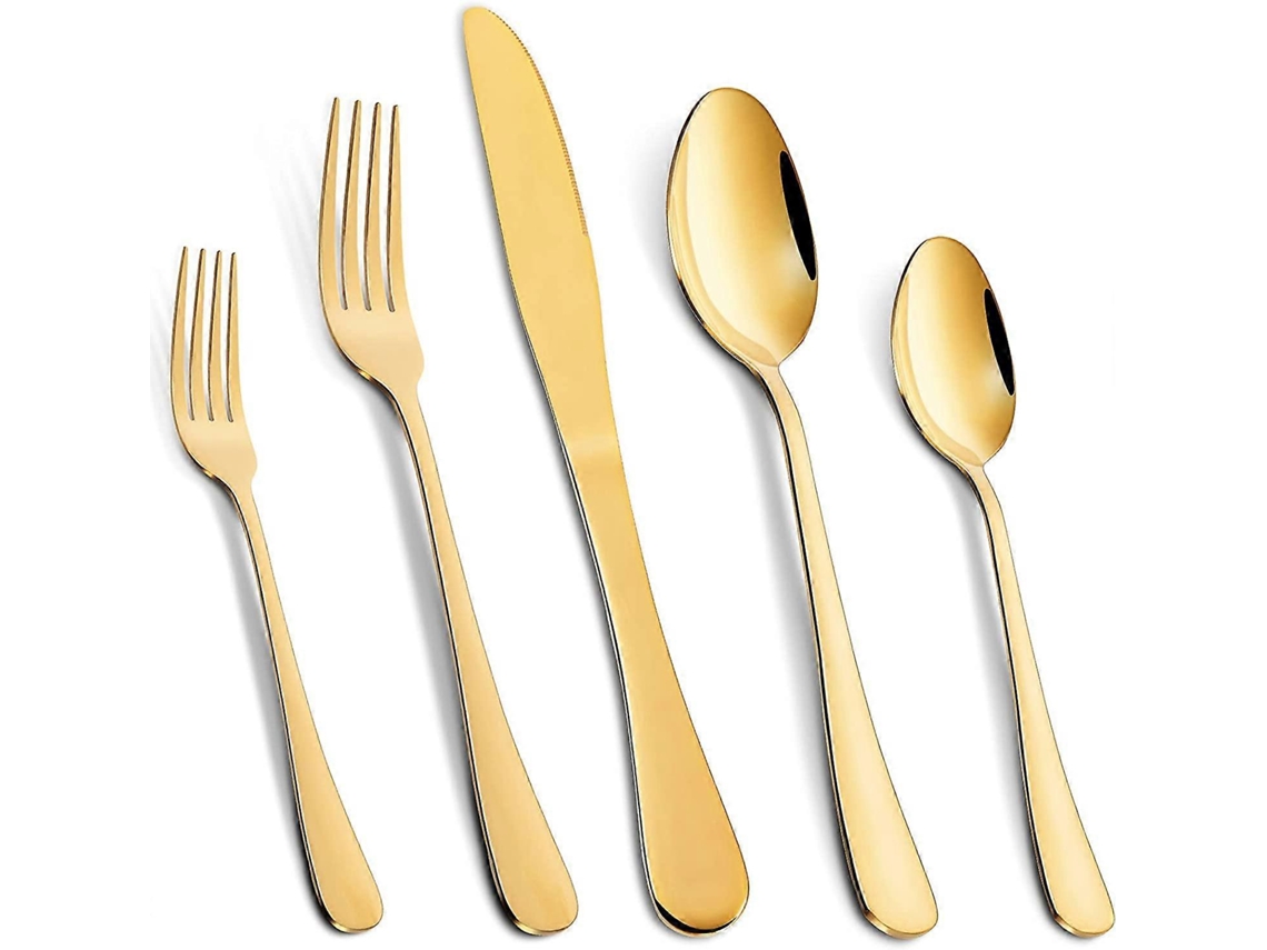 Conjunto de talheres preto e prateado, 10 peças em aço inoxidável para casa, restaurante e hotel, com facas, garfos e colheres.