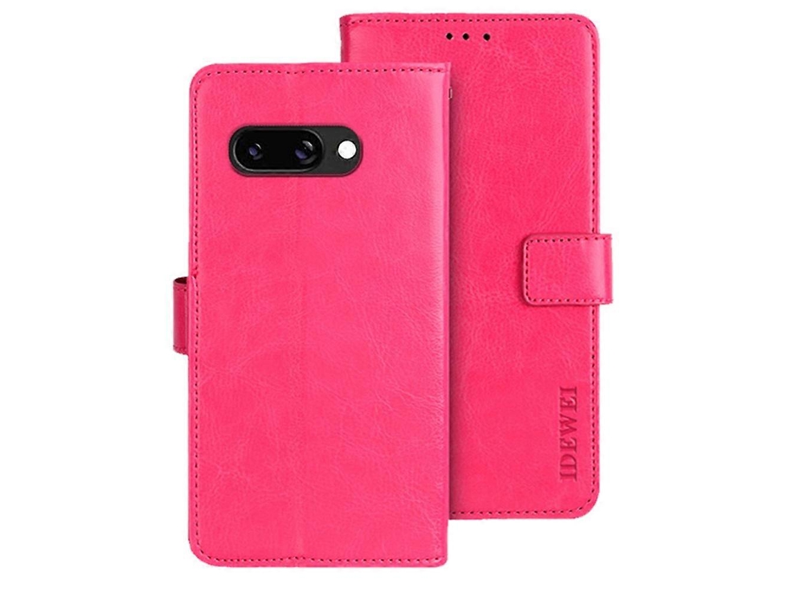 Capa De Couro Com Textura Crazy Horse Para Google Pixel 9a - Rosa