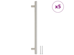 Conjunto 5 Puxadores para móveis VIDA XL aço inoxidável prateado ((224 mm))