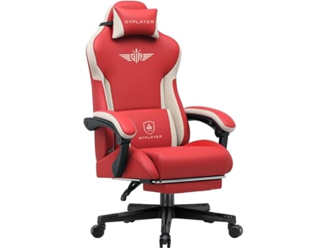 Cadeira Gamer Gtplayer, Cadeira Gamer Ergonômica Em Couro Sintético, Cadeira Para Pc Com Encosto Extensível,vermelha