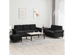 Vidaxl 3 Pcs Conjunto De Sofás Com Almofadões Veludo Preto