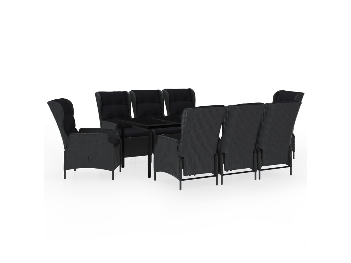 Maison Exclusive - 9 Pcs Conjunto De Jantar Para Jardim Cinzento-escuro