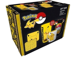 Conjunto Pokémon Pikachu GB EYE Caneca 285 ml + Copo XL 500 ml + 2 suporte + Caixa