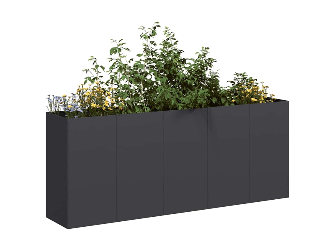 Vidaxl Vaso Floreira 200x40x80 Cm Aço Laminado A Frio Preto