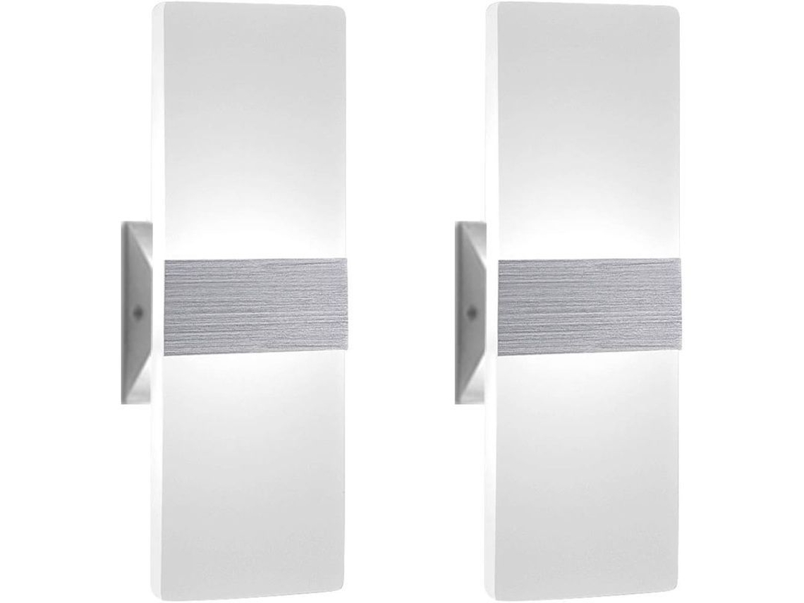 Lâmpada De Parede Led Moderna 12w Conjunto De 2, Luz Branca Fria, Acrílico, Com Fio, Instalação Em Parede