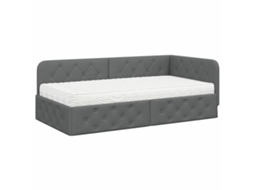 Estrutura de Cama de Canto Cinza Escuro com Tecido MAISON EXCLUSIVE 100x200 cm