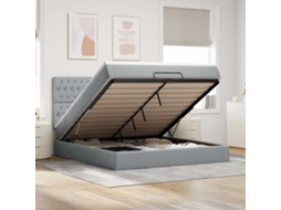 Vidaxl Estrutura Cama Otomana Colchão 160x200 Cm Tecido Cinzento Claro