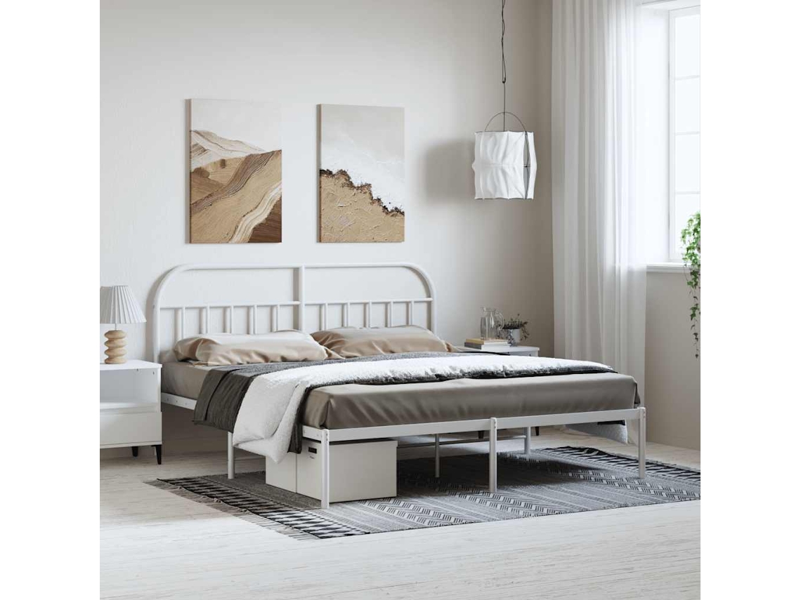 Estrutura De Cama Com Cabeceira 183x213 Cm Metal Branco