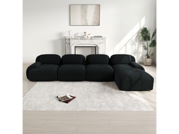 Sofá De Canto 4 Lugares, Espuma 32d, Antiderrapante, Chaise, Braços Largos, Combinável, Sem Montagem Preto Mobrio