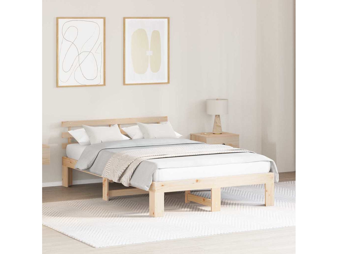 Vidaxl Estrutura da Cama com Cabeceira Natural 140 X 190 Cm