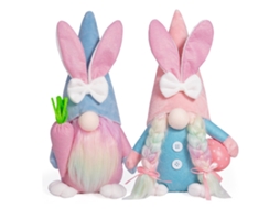 Conjunto de 2 Bonecos Coelhinho de Páscoa, Decoração com Cenoura e Ovos LAXISCREED