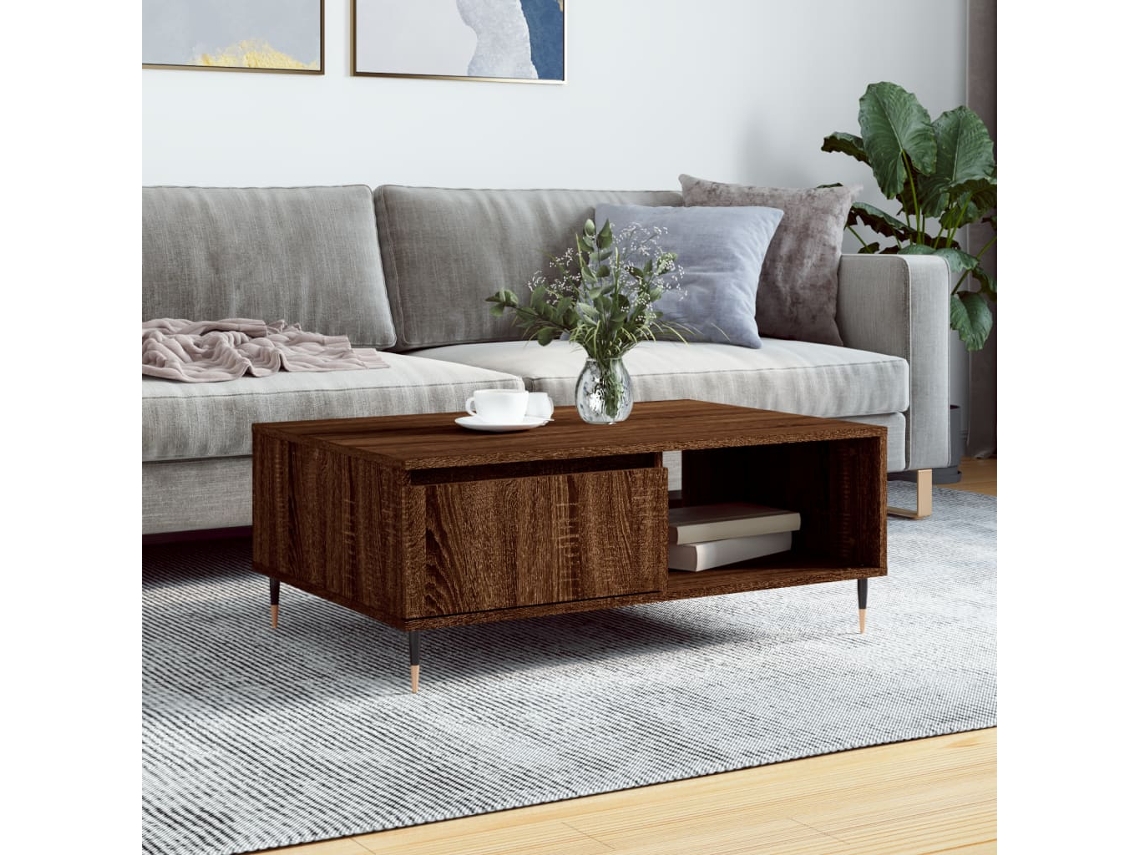 Mesa De Centromesa De Apoiomesa De Café 90x60x35 Cm Derivados Madeira Carvalho Castanho Wsd36224 Lovely Home