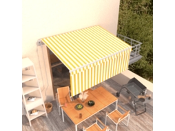 Vidaxl Toldo Retrátil Automático Com Estore 3x2,5 M Amarelo E Branco