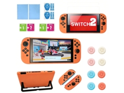 Capa Removível E Protetor De Tela Para Nintendo Switch 2 (2025) Com Suporte Protetores De Joystic Digitallab Laranja