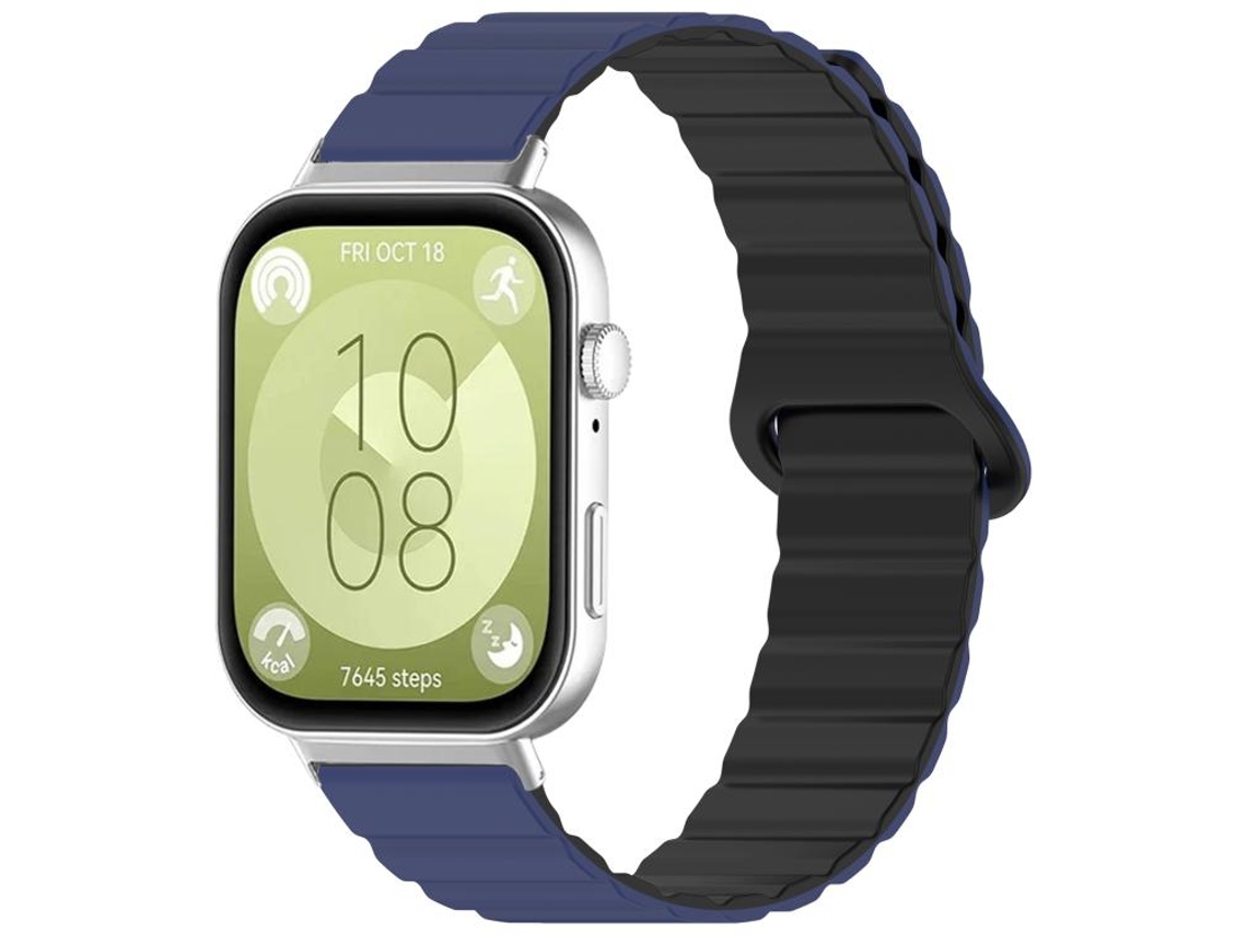 Bracelete para Huawei Watch Fit 4 Pro / Fit 4 / Fit 3 Silicone Magnético Brilhante Azul Escuro e Preto XIAOMOYU