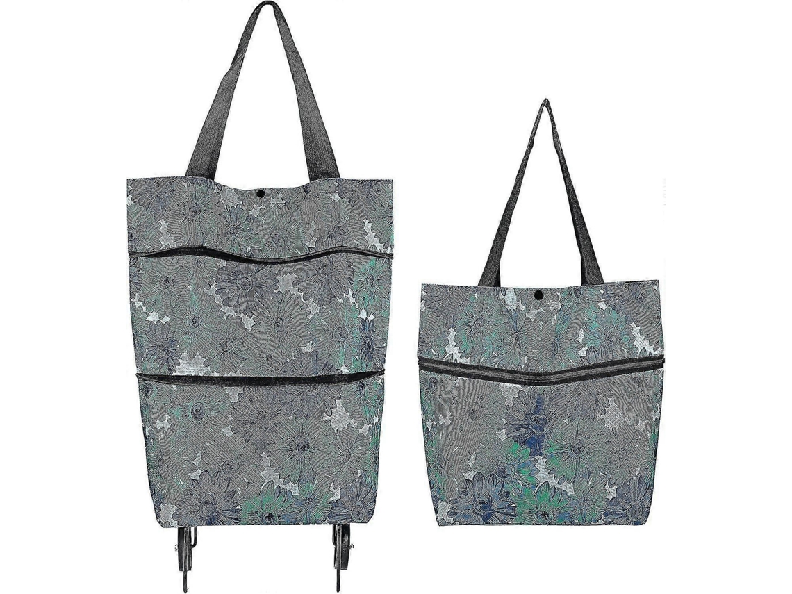 2 em 1 Carrinho Home Tote Saco de Compras Capacidade Protetora Impermeável 15kg GOKOCO (verde)
