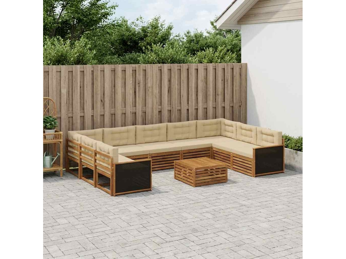 Vidaxl Conjunto De Sofás Para Exterior 10 Pcs Natural E Bege