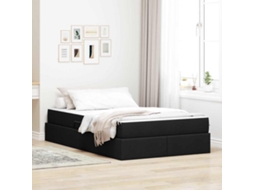 Vidaxl Cama Com Arrumação E Colchão Preto 120 X 200 Cm Poliéster