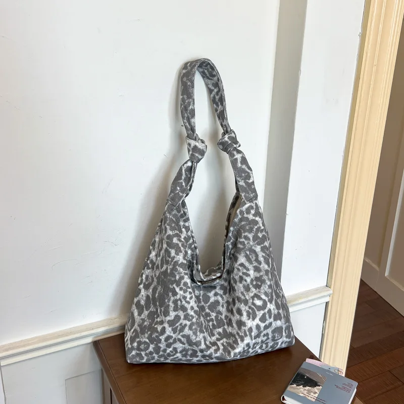 Bolsa Feminina Retrô Com Estampa De Leopardo (cinza), Bolsa De Ombro, Bolsa Transversal Casual Feminina.