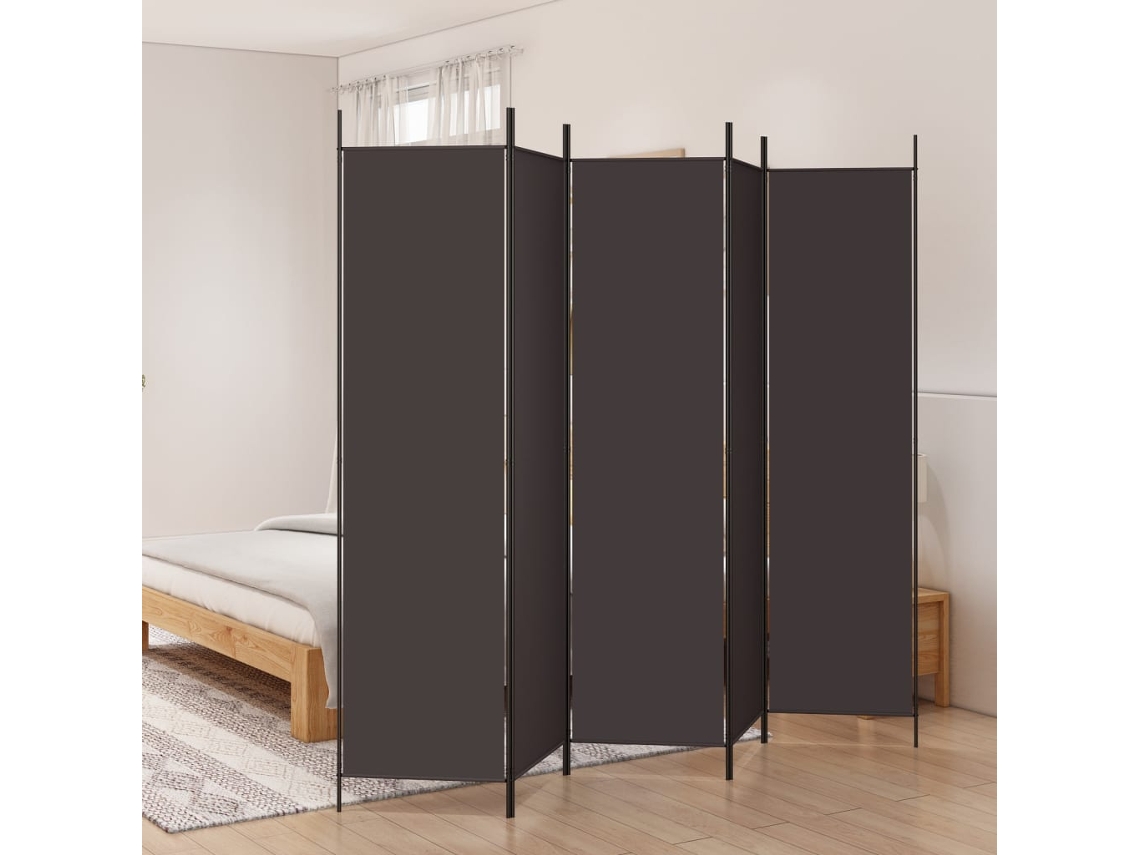 Vidaxl Biombo/divisória Com 5 Painéis 250x200 Cm Tecido Castanho