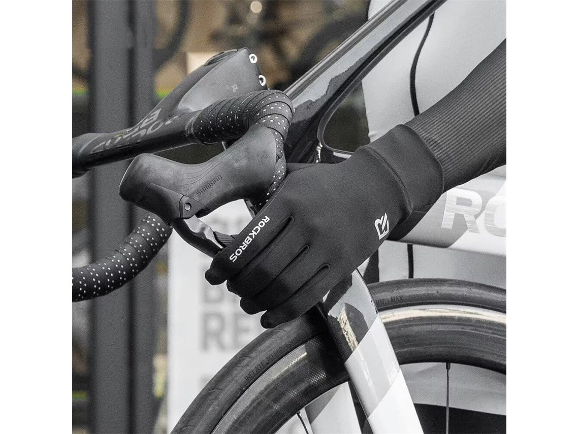 Pretas 2xl Rockbros Luvas Ciclismo Tela Sensível Toque Aquecedoras Antiderrapantes Dedos Inteiros Vento Primavera Outono