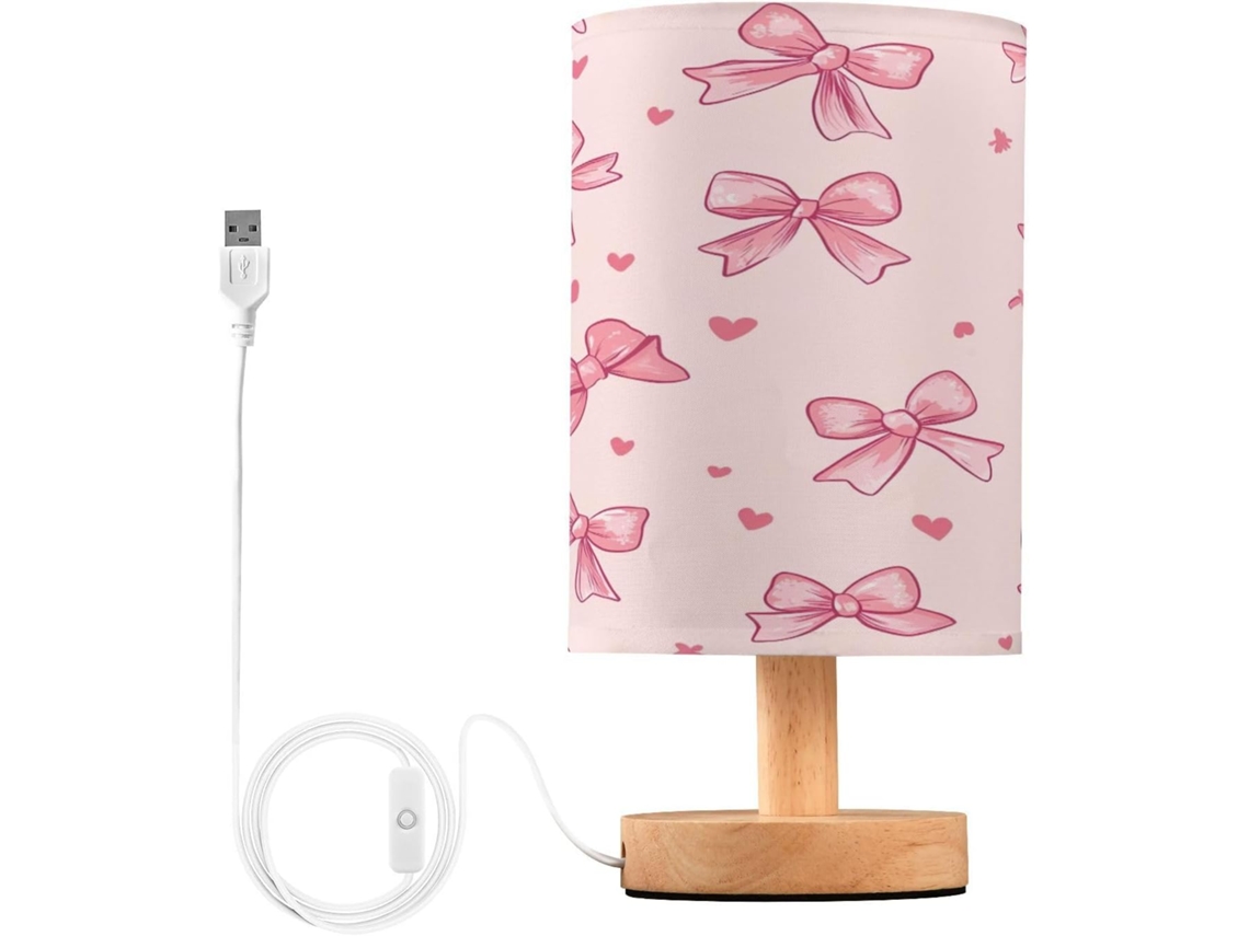 Luminária De Cabeceira Led Pequena Skyshu Com Base Madeira Antiderrapante E Cúpula Que Não Agride Os Olhos, Ideal Para