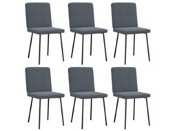 Vidaxl Cadeiras De Jantar 6 Pcs Veludo Cinzento-escuro