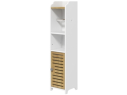 Armário de Banho ORBITRA COMMERCE com prateleiras e suporte para papel, 18x20x90 cm branco e madeira