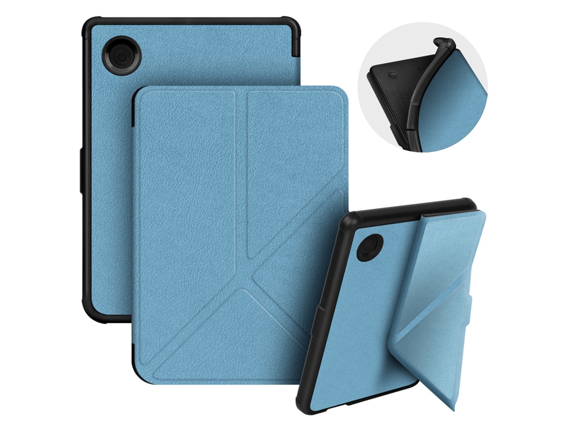 Capa Para E‑reader Kobo Clara Color 6 Polegadas, Capa Protetora Couro Suporte Multi‑dobrável Czhhmart Azul Celeste