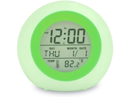 2026-relógio Despertador Digital Para Crianças, Luz Noturna 7 Cores, Snooze, Temperatura, Operado Por Pilhas (verde)