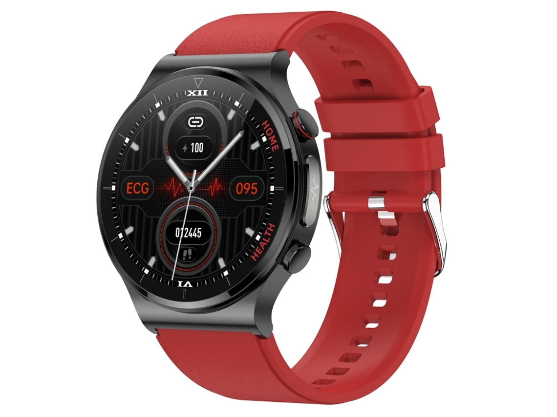 Este Relógio Inteligente De 1,32 Polegadas Com Pulseira De Tpu Oferece Monitoramento De Temperatura Corporal E Ecg (vermelho).