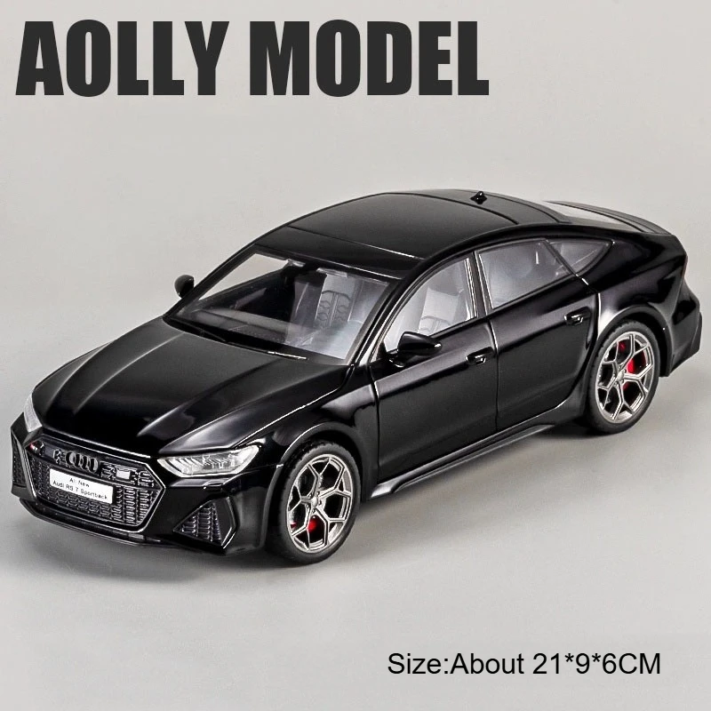 (rs7 Preto) Miniatura De Carro Esportivo Em Escala 1:24, Com Portas Que Abrem, Efeitos Sonoros E De Iluminação De Supercarro.