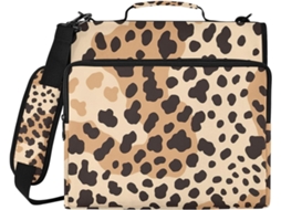 Pasta De 3 Argolas Com Estampa Leopardo Marrom, Organizador Com Zíper, Estojo Resistente À Água Trabalhos Escolares