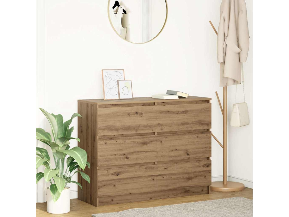Vidaxl Aparador 100x35x76 Cm Derivados De Madeira Carvalho Artisiano