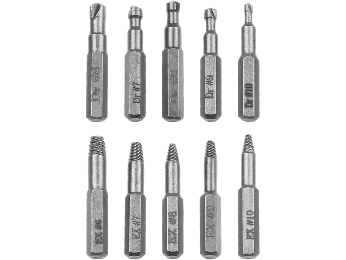 Kit Profissional Extrator De Parafusos Com Cabeça Quebrada, Com 10 Pontas Para Lidar Diversos Problemas De Fixação