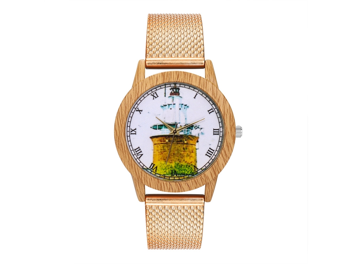 Pulseira de relógio em rede macia, estilo coreano unissex T176-f (ouro rosa)