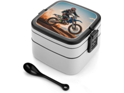 Lancheira Bento Para Motocicleta Com Tampas, Empilhável, Térmica, À Prova De Vazamentos, 2-compartimentos, Reutilizável