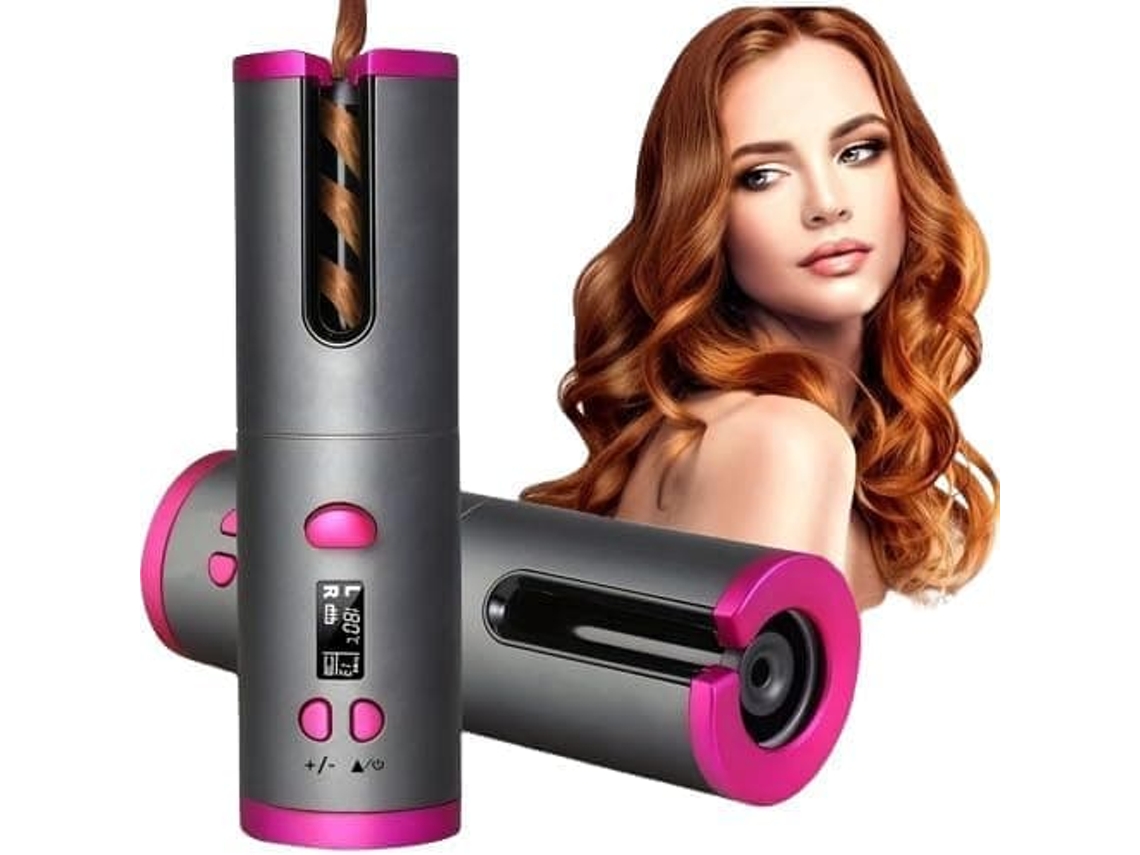 Modelador De Cachos Automático Sem Fio – Portátil E Recarregável, Com Rotação Para Simples, Cinza-aquaforge
