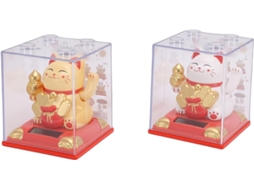 Gato da Sorte Decorativo com Energia Solar 2 Peças de 8 Cm , Braço Ondulado Ativado por Energia Solar SFUSHOS (3,15 Polegadas)