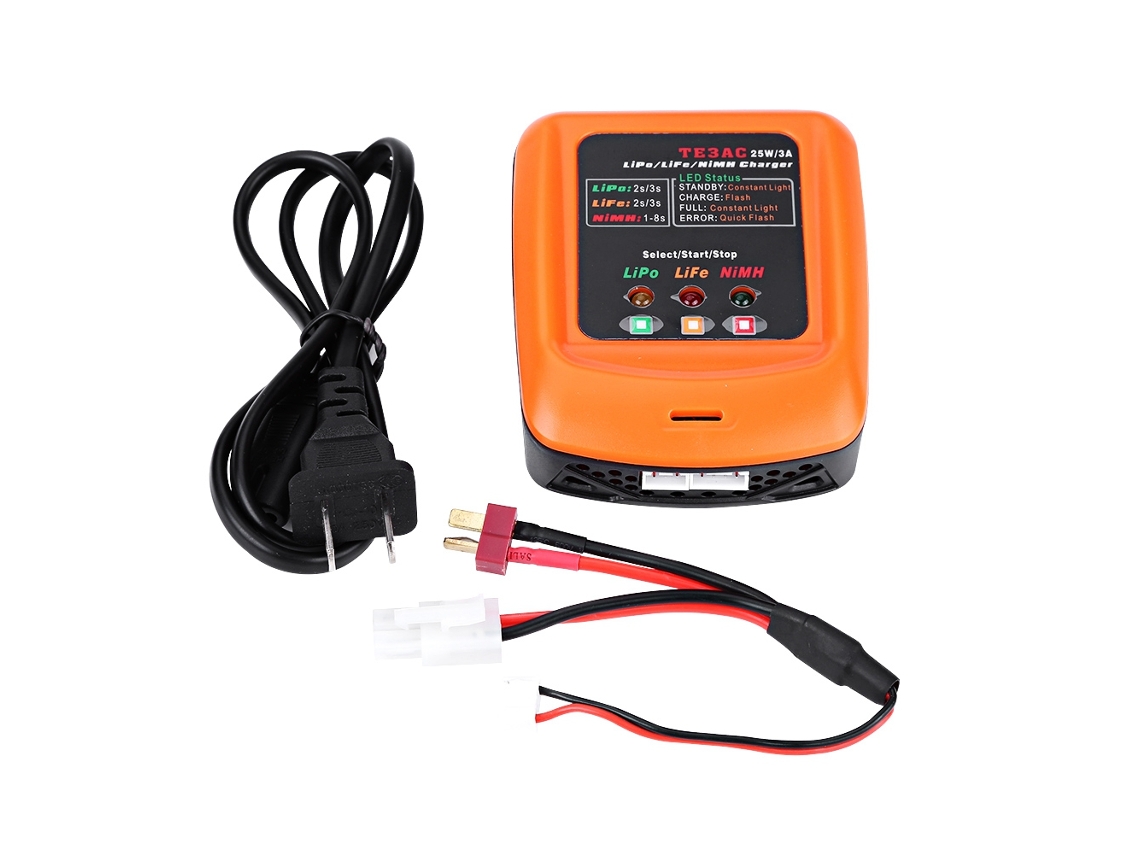 Mali carregador Balanceado Rc 25w 3a para Baterias Lipo Life 2s/3s e Nimh 1 8s Acessório Controle Remoto