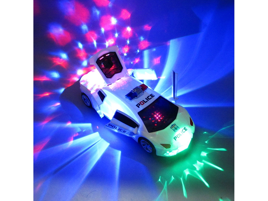Primerox brinquedo de Carro Elétrico com Deformação Automática Rotação 360 Graus Luz e Música Presente Infantil