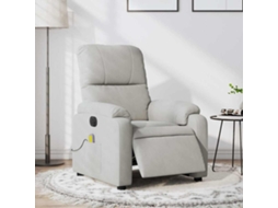 Vidaxl Poltrona Massagens Reclinável Elétrica Microfibra Cinza-claro