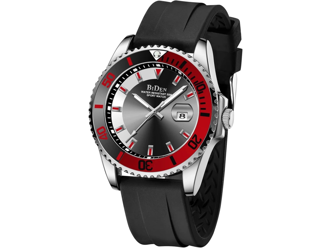 Lurelia Relógio Digital Masculino, Led, Data/calendário, Luminoso, Aço Inoxidável, Silicone, Preto, Vermelho