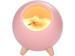 Luz de Ambiente Gato Usb Led Pequena Mesa Regulável Rosa S/MARCA