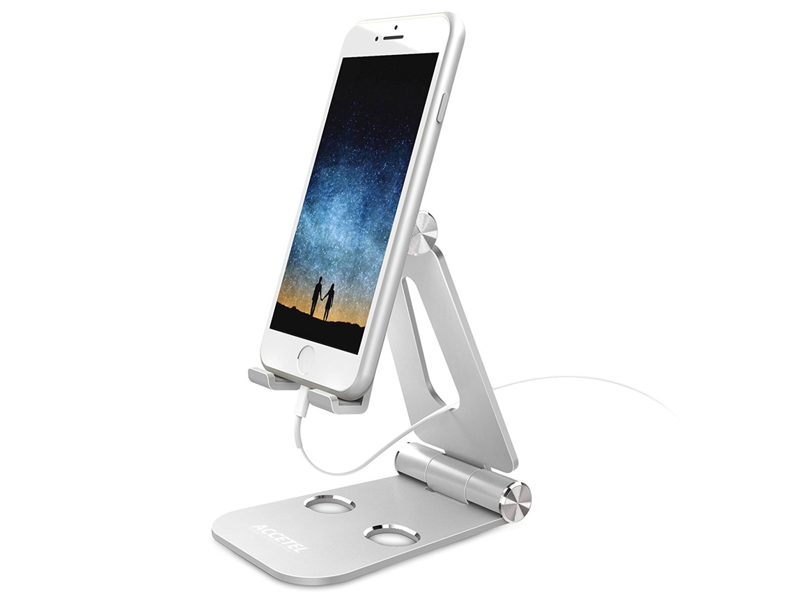 Sp113 Suporte De Mesa Para Celular Ou Tablet - Prata