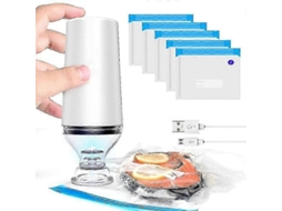 Bomba De Selagem A Vácuo Portátil Para Conservação Alimentos Frescos - Inclui Sacos Com Fecho Hermético Sem Bpa