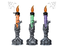 Conjunto De 3 Velas Sem Chama Caveira De Halloween, Candelabro Led Caveira, Decoração Halloween
